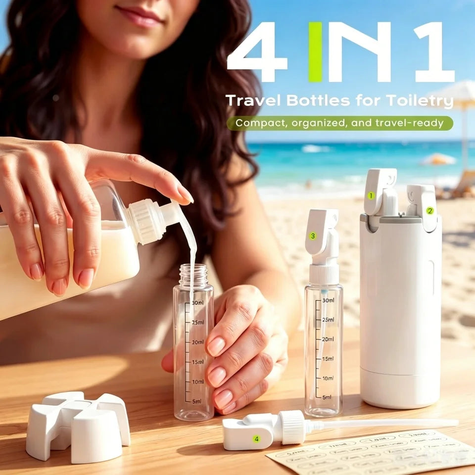 4-in-1 Refillable Travel Dispenser Bottle