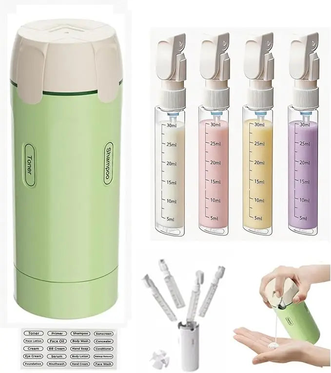 4-in-1 Refillable Travel Dispenser Bottle